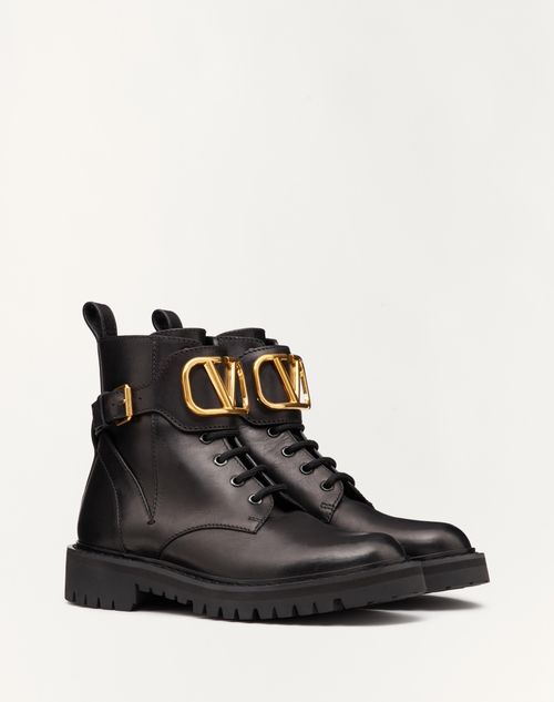 Valentino BOTAS TIPO MILITAR VLOGO SIGNATURE DE PIEL DE BECERRO CON TACÓN DE 35 MM Último día