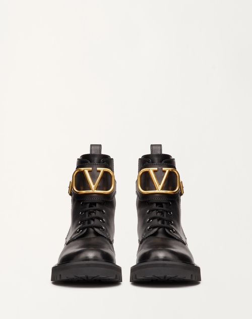 Valentino BOTAS TIPO MILITAR VLOGO SIGNATURE DE PIEL DE BECERRO CON TACÓN DE 35 MM Último día