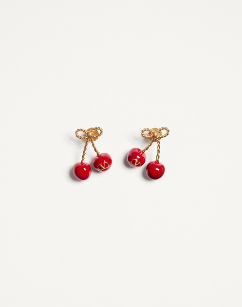 Valentino ARETES CHEZ VALENTINO CHERRYFIC DE METAL Y ESMALTE