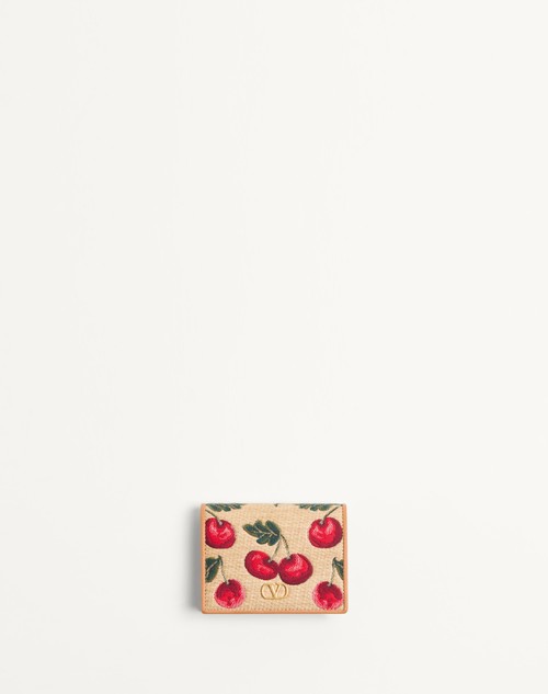 Valentino BILLETERA VLOGO SIGNATURE DE JACQUARD DE RAFIA CON CEREZAS