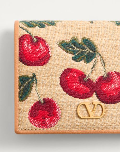 Valentino BILLETERA VLOGO SIGNATURE DE JACQUARD DE RAFIA CON CEREZAS Limitado a 3 días