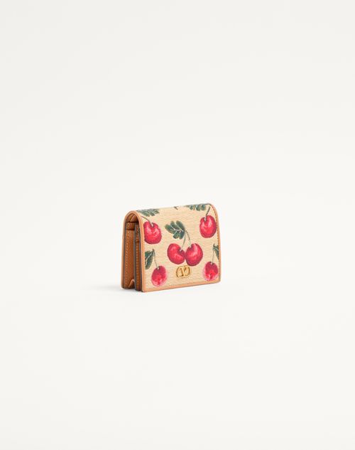 Valentino BILLETERA VLOGO SIGNATURE DE JACQUARD DE RAFIA CON CEREZAS Limitado a 3 días
