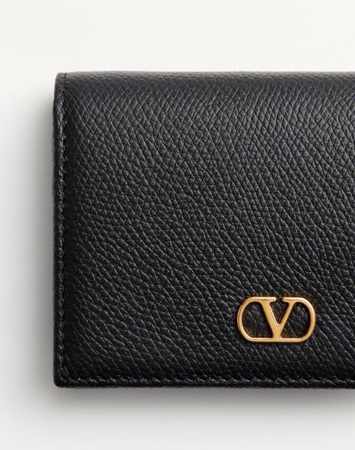 Valentino BILLETERA DE CUERO GRANEADO DE BECERRO CON EL VLOGO SIGNATURE Ahorra y exporta
