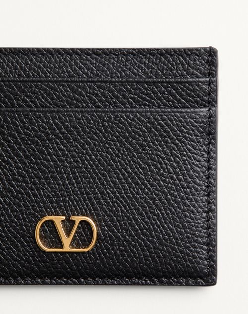 Valentino TARJETERO DE CUERO GRANEADO DE BECERRO CON EL VLOGO SIGNATURE En oferta