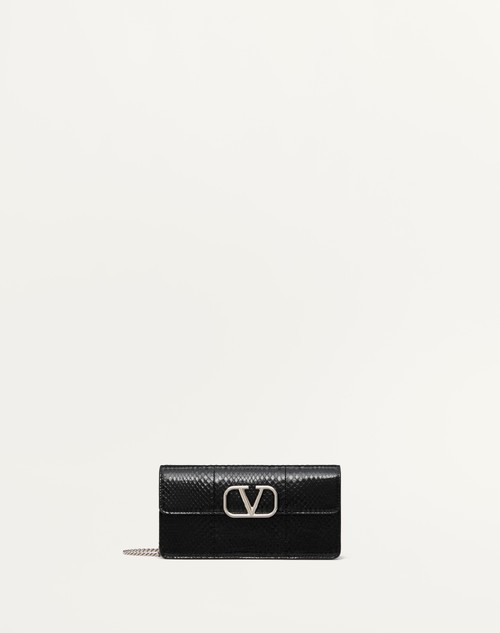 Valentino BILLETERA VLOGO SIGNATURE DE CUERO DE SERPIENTE CON CADENA
