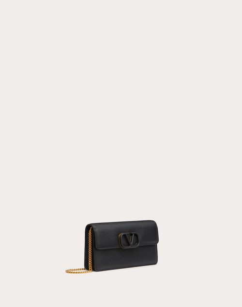 Valentino CARTERA CON CADENA VLOGO SIGNATURE DE PIEL DE BECERRO GRANULADA Oferta exclusiva