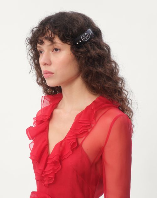 Valentino PINZA PARA EL CABELLO VLOGO SIGNATURE DE RESINA METAL Y CRISTALES Última moda
