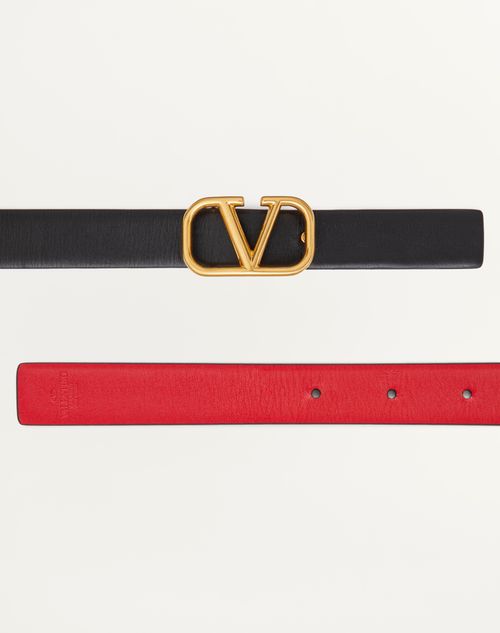 Valentino CINTURÓN REVERSIBLE VLOGO SIGNATURE DE PIEL DE BECERRO BRILLANTE DE 20 MM Oferta especial de fábrica