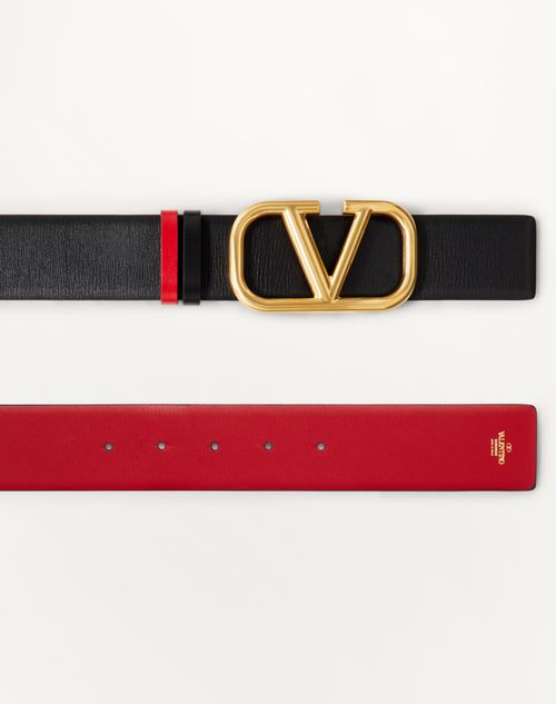 Valentino CINTURÓN REVERSIBLE VLOGO SIGNATURE DE PIEL DE BECERRO BRILLANTE DE 40 MM Solo queda un día