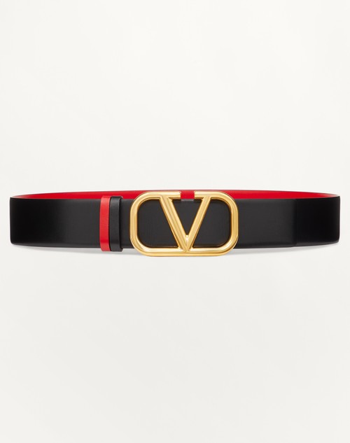 Valentino CINTURÓN REVERSIBLE VLOGO SIGNATURE DE PIEL DE BECERRO BRILLANTE DE 40 MM