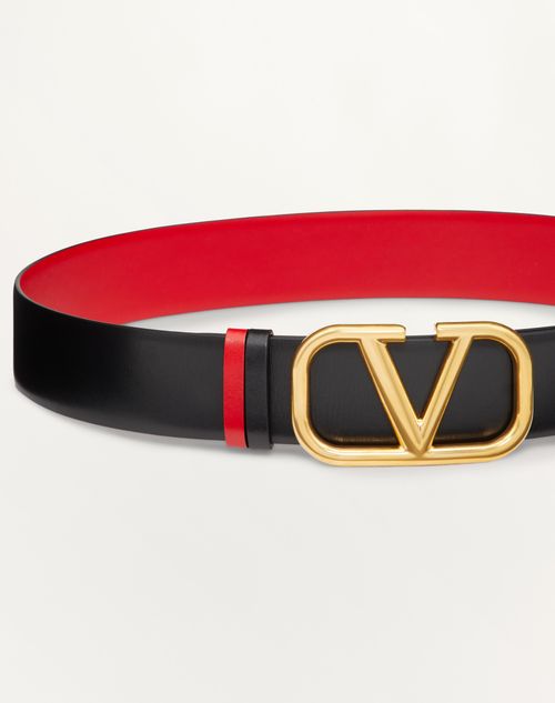 Valentino CINTURÓN REVERSIBLE VLOGO SIGNATURE DE PIEL DE BECERRO BRILLANTE DE 40 MM Grandes descuentos