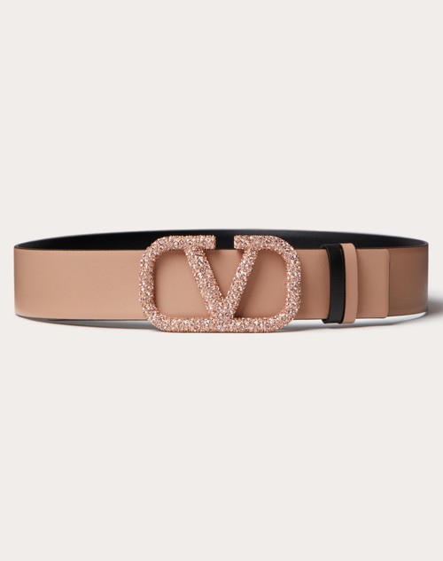 Valentino CINTURÓN REVERSIBLE DE CUERO BRILLOSO DE BECERRO DE 40 MM CON EL VLOGO SIGNATURE