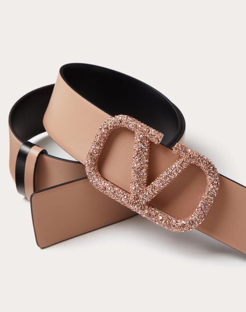 Valentino CINTURÓN REVERSIBLE DE CUERO BRILLOSO DE BECERRO DE 40 MM CON EL VLOGO SIGNATURE Envío internacional gratuito