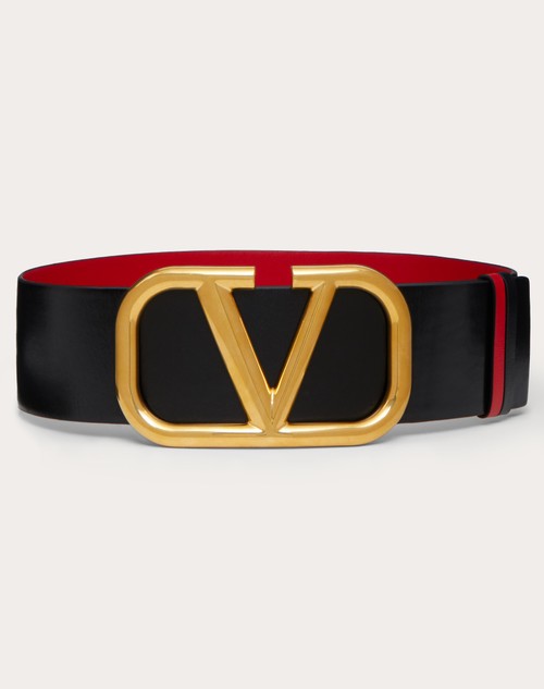 Valentino CINTURÓN REVERSIBLE VLOGO SIGNATURE DE PIEL DE BECERRO BRILLANTE DE 70 MM