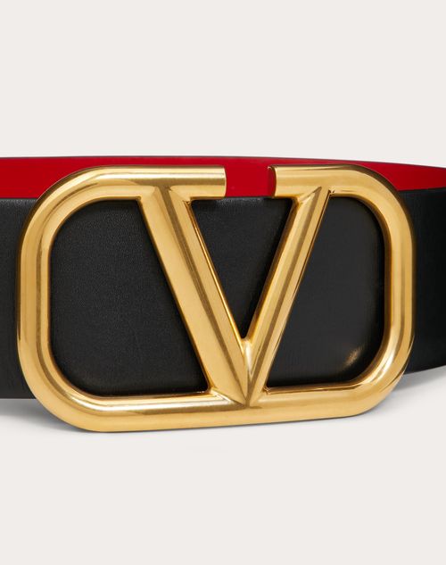 Valentino CINTURÓN REVERSIBLE VLOGO SIGNATURE DE PIEL DE BECERRO BRILLANTE DE 70 MM En oferta