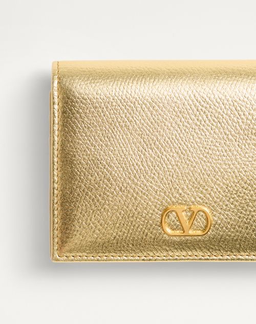 Valentino BILLETERA VLOGO SIGNATURE DE CUERO GRANEADO Y LAMINADO DE BECERRO Venta caliente