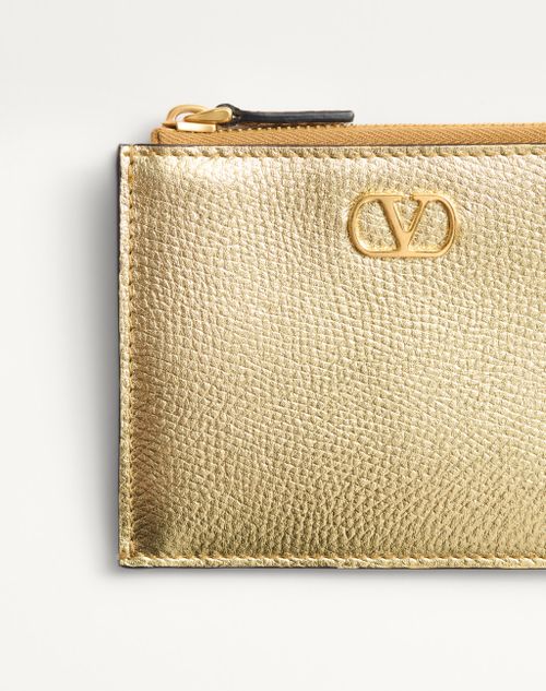 Valentino TARJETERO VLOGO SIGNATURE DE CUERO DE BECERRO GRANEADO Y LAMINADO En oferta
