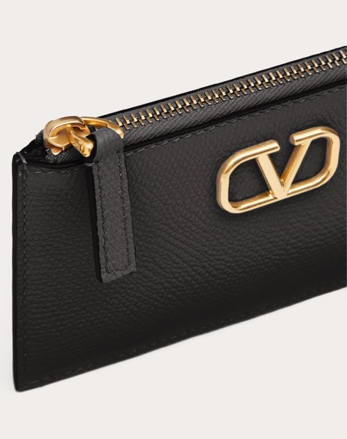 Valentino TARJETERO VLOGO SIGNATURE DE PIEL DE BECERRO GRANULADA Ventas relámpago