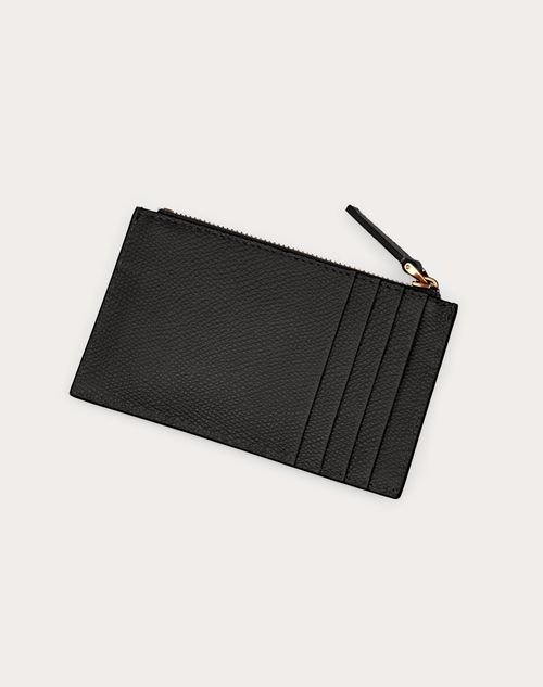 Valentino TARJETERO VLOGO SIGNATURE DE PIEL DE BECERRO GRANULADA Ventas relámpago