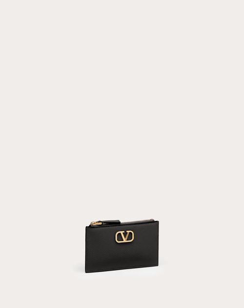 Valentino TARJETERO VLOGO SIGNATURE DE PIEL DE BECERRO GRANULADA Ventas relámpago
