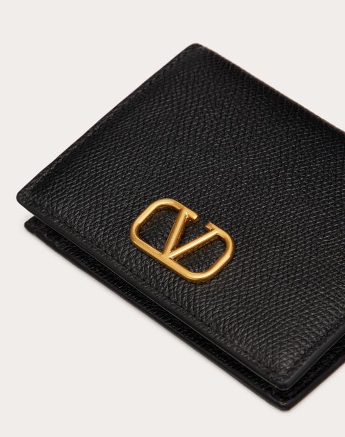 Valentino CARTERA COMPACTA VLOGO SIGNATURE DE PIEL DE BECERRO GRANULADA Tienda