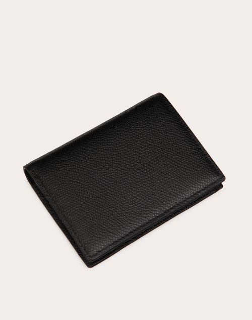 Valentino CARTERA COMPACTA VLOGO SIGNATURE DE PIEL DE BECERRO GRANULADA Tienda