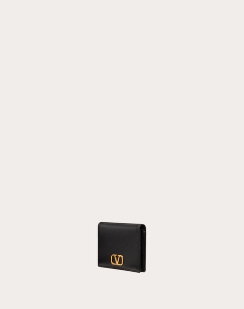 Valentino CARTERA COMPACTA VLOGO SIGNATURE DE PIEL DE BECERRO GRANULADA Tienda