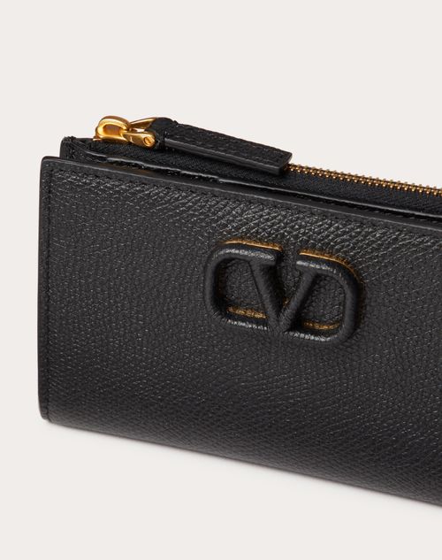 Valentino TARJETERO VLOGO SIGNATURE DE PIEL DE BECERRO GRANULADA CON CREMALLERA Tienda