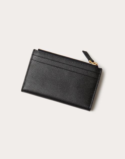 Valentino TARJETERO VLOGO SIGNATURE DE PIEL DE BECERRO GRANULADA CON CREMALLERA Tienda