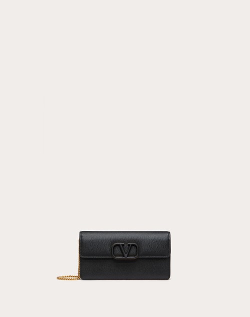 Valentino CARTERA CON CADENA VLOGO SIGNATURE DE PIEL DE BECERRO GRANULADA