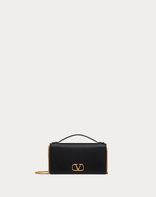 Valentino CARTERA CON CADENA VLOGO SIGNATURE DE PIEL DE BECERRO GRANULADA