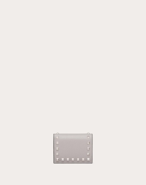 Valentino BILLETERA ROCKSTUD PEQUEÑA DE CUERO GRANEADO DE BECERRO