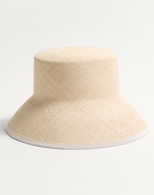 Valentino SOMBRERO DE PESCADOR VLOGO SIGNATURE DE PAJA CON RIBETE DE CUERO Y BORDADO DE CEREZAS Descuento por venta flash