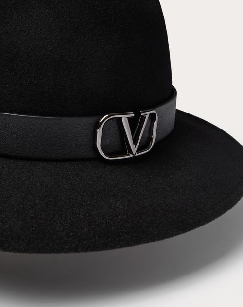 Valentino SOMBRERO FEDORA VLOGO SIGNATURE DE CUERO Y PELO DE CONEJO Outlet