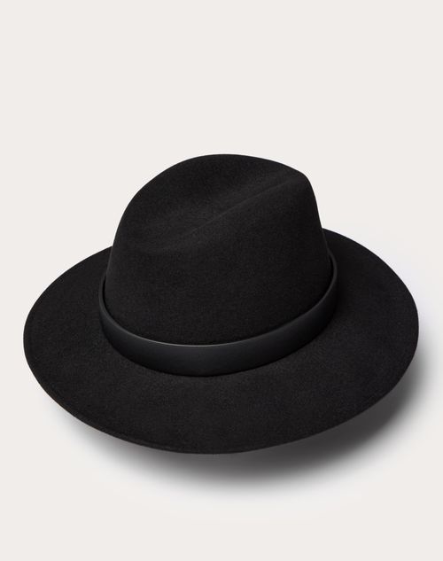 Valentino SOMBRERO FEDORA VLOGO SIGNATURE DE CUERO Y PELO DE CONEJO Outlet