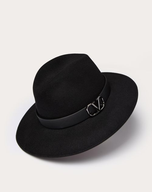 Valentino SOMBRERO FEDORA VLOGO SIGNATURE DE CUERO Y PELO DE CONEJO Outlet