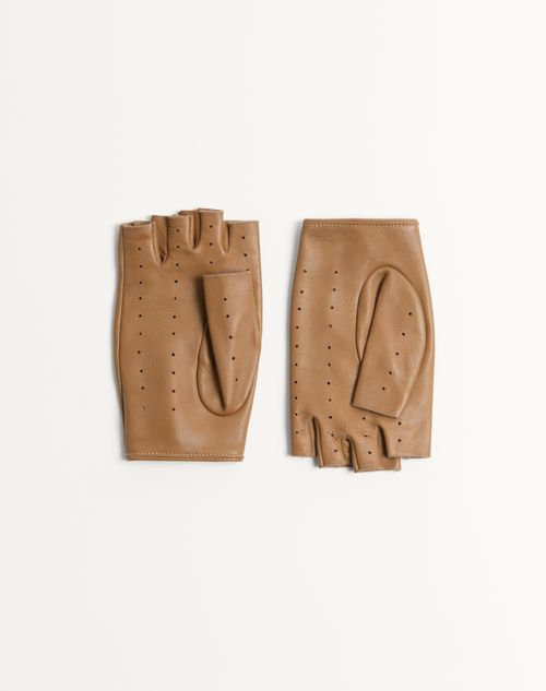 Valentino GUANTES SIN DEDOS VLOGO SIGNATURE DE CUERO NAPPA Venta caliente