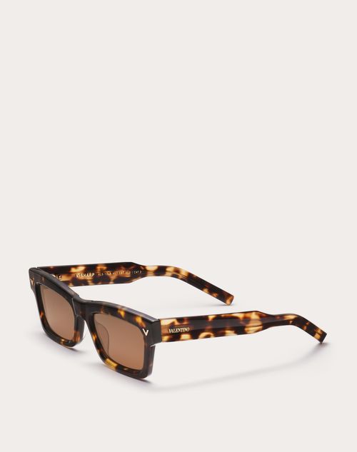 Valentino V-SHARP MARCO RECTANGULAR DE ACETATO Libre de impuestos