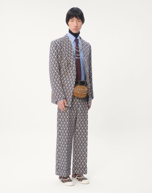 Valentino PANTALÓN DE LANA CON JACQUARD TOUTE LA V EN EL DOBLADILLO Ofertas de temporada