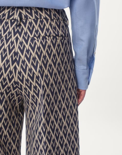 Valentino PANTALÓN DE LANA CON JACQUARD TOUTE LA V EN EL DOBLADILLO Ofertas de temporada
