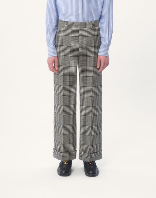 Valentino PANTALÓN DE LANA CON DOBLADILLO DE PATA DE GALLO Grandes ahorros