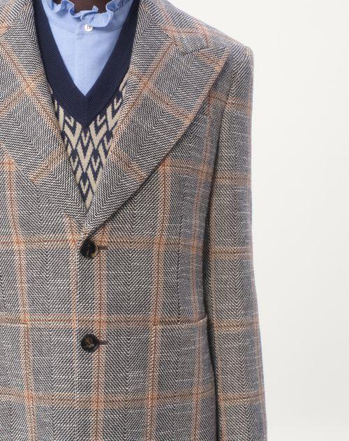 Valentino CHAQUETA DE MEZCLA DE LANA CON BOTONADURA SIMPLE Y MOTIVO CUADRICULADO Devoluciones gratuitas