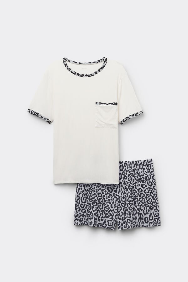 Tezenis Pijama Corto Media Manga de Viscosa Estampado Animal Rebajas top