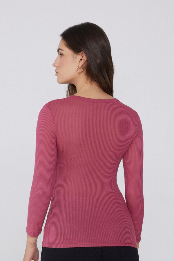 Tezenis Camiseta Manga Tres Cuartos Escote Pico Viscosa Canalé Últimos 3 días