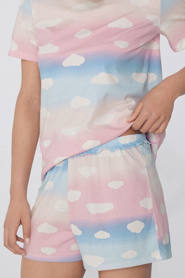 Tezenis Pijama Corto Manga Corta Algodón Estampado Nubes Outlet