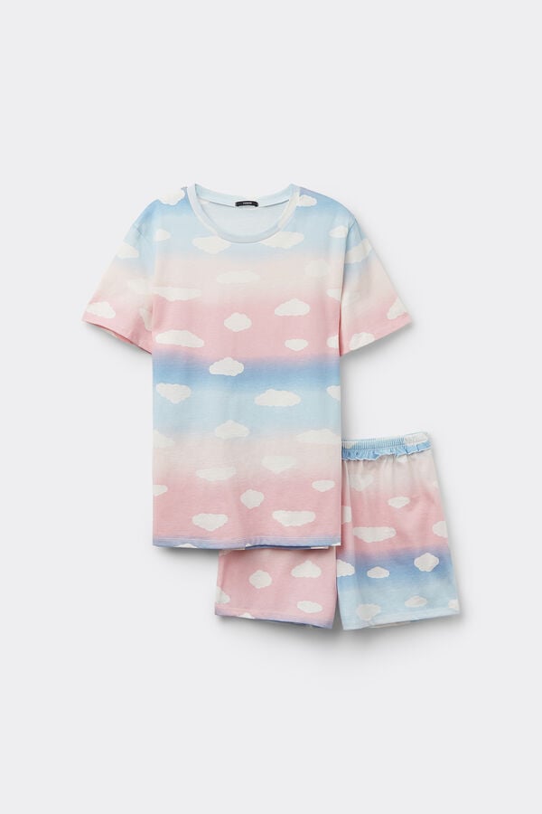 Tezenis Pijama Corto Manga Corta Algodón Estampado Nubes Outlet
