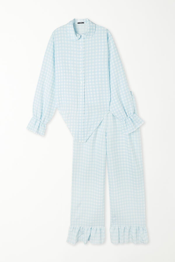 Tezenis Pijama Largo Abierto de Tela con Volante Outlet online