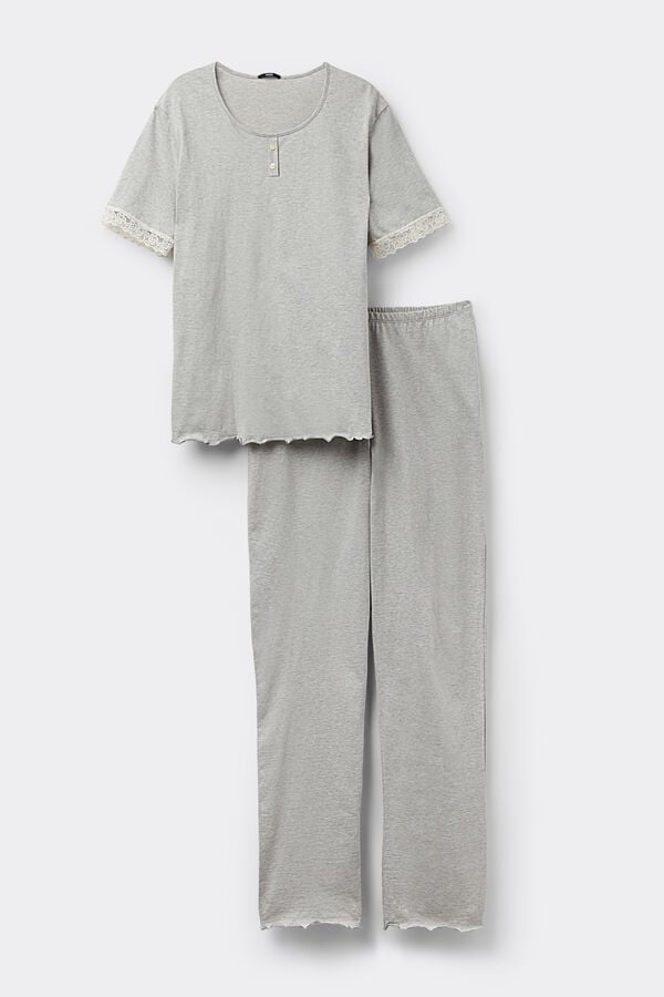 Tezenis Pijama Largo Encaje Media Manga Delicate Touch Ofertas