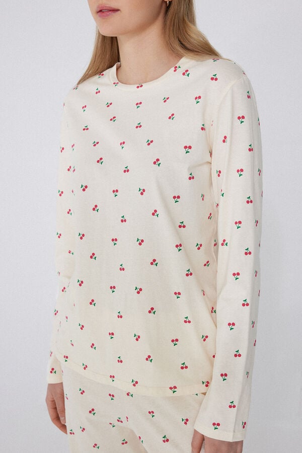 Tezenis Pijama Largo Algodón Estampado Cerezas Rebajas de fábrica