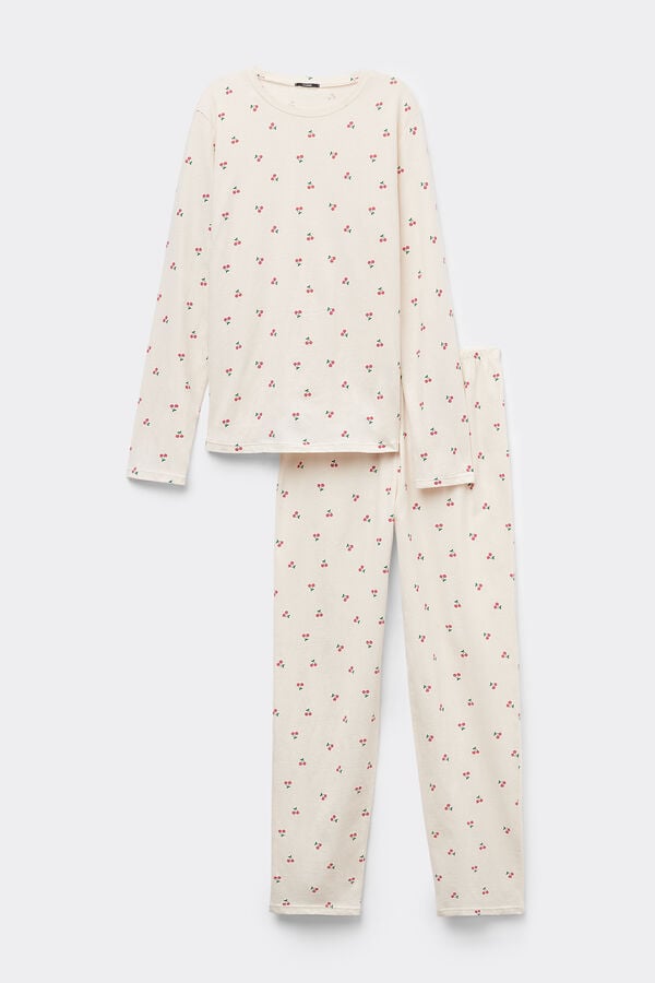 Tezenis Pijama Largo Algodón Estampado Cerezas Rebajas de fábrica